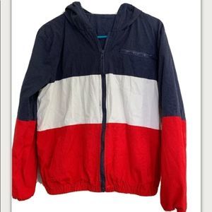 Jacket Unisex Patriotic USA 7439 Nautial Small New Hood Full Zip